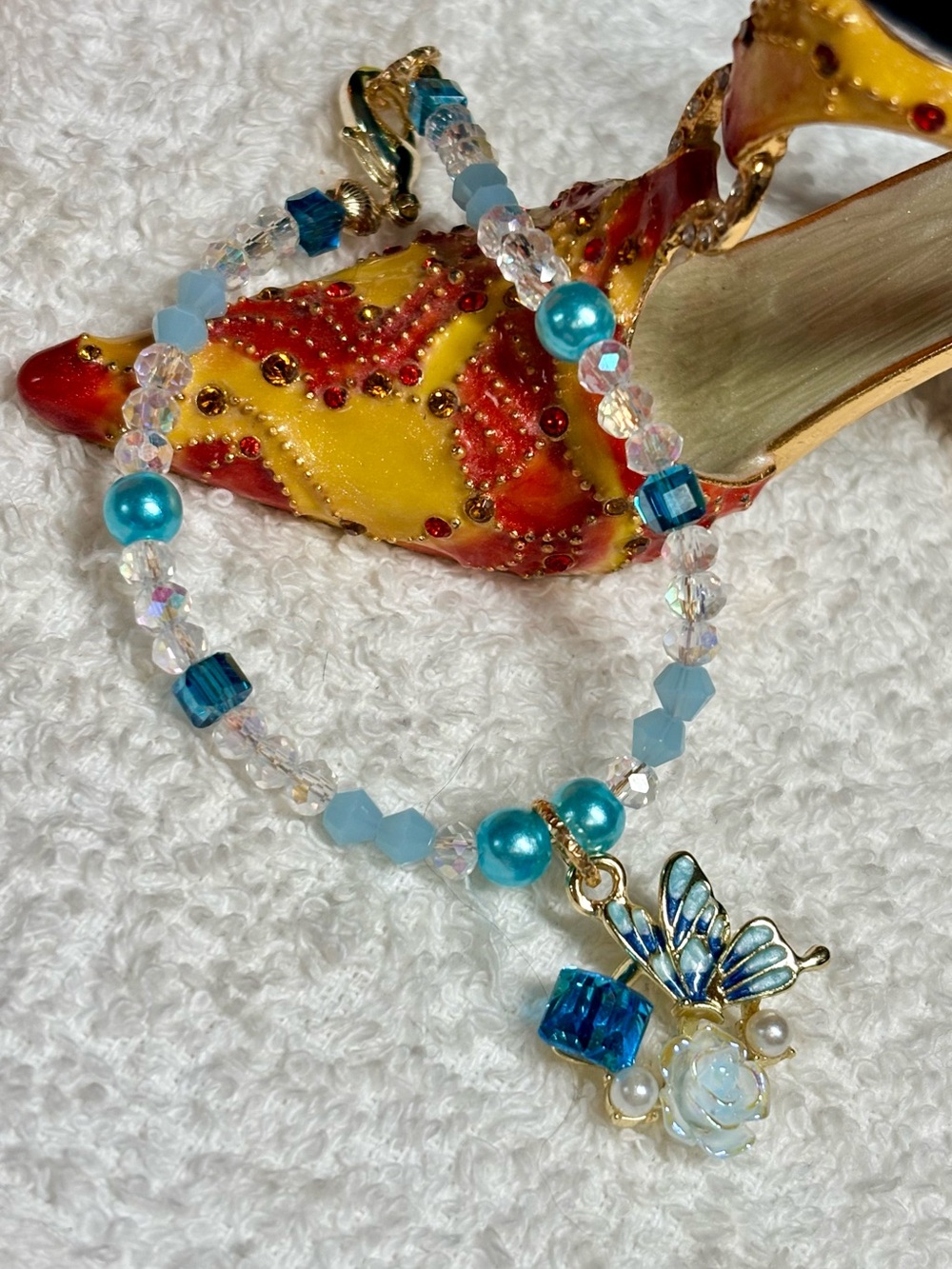 Blue Crystal Butterfly Charm Bracelet by BLING BY MANDY
